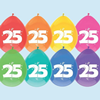 Versiering - Ballonnen 25 jaar | 8st. Div kleuren