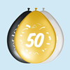 Ballonnen | 50 jaar | 8stuks | Goud Zwart Grijs