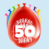 (uitverkocht) Versiering - Ballonnen 'Hoera 50 jaar' | 8st. Div kleuren 