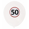 SALE : Versiering - Ballonnen met verkeersbord 50 jaar | 6 stuks wit