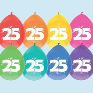 Versiering - Ballonnen 25 jaar | 8st. Div kleuren