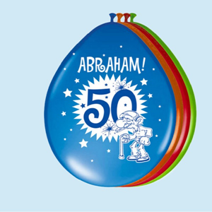 Versiering | Abraham met wandelstok 50 ballonnen | 8 stuks 