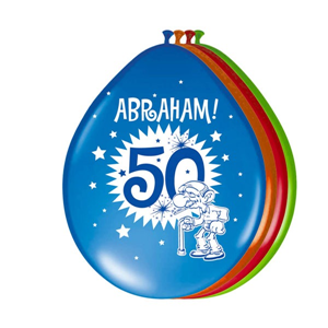 Versiering | Abraham met wandelstok 50 ballonnen | 8 stuks 
