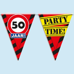 Versiering - Vlaggenlijn 'Party Time 50jaar' | 10m 