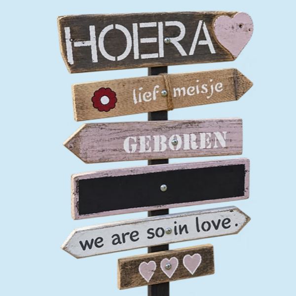 Geboortebord - Wegwijs bord | Meisje 